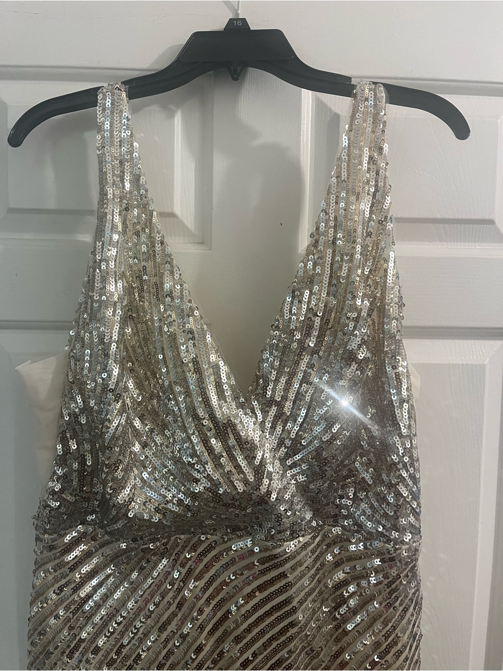 Fashion Nova Elegant gold Sequin V-Neck Mini Dress - Picture 2 of 3